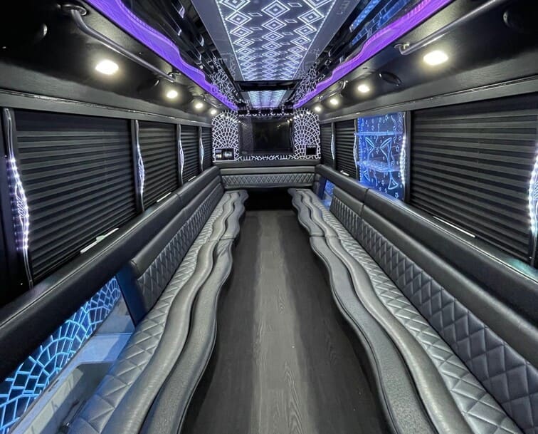 Irving 30 Passenger Party Bus White Interior